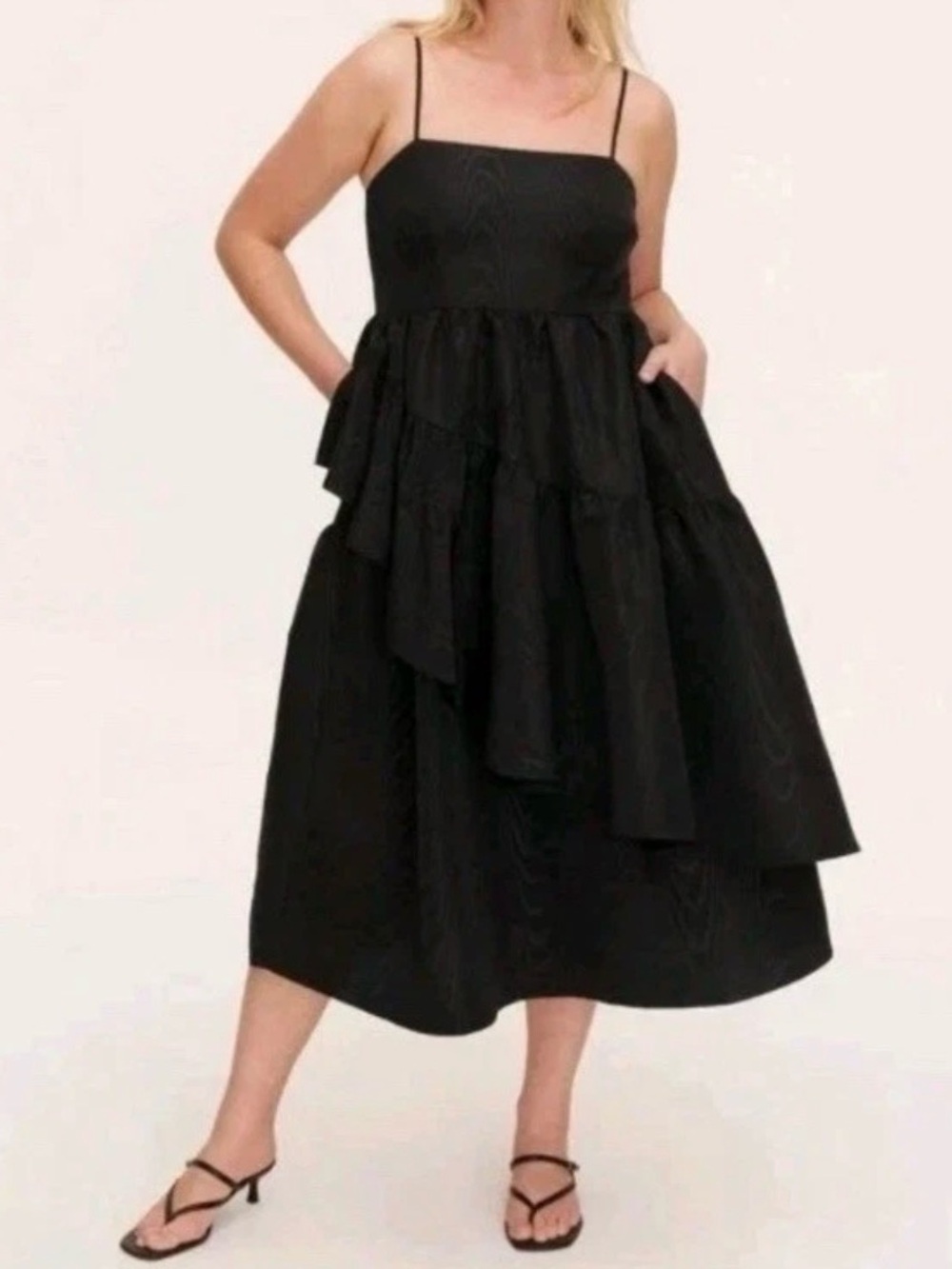 Women's Tiered Ruffle Midi Tank Dress -Kate Spade New york Black size M